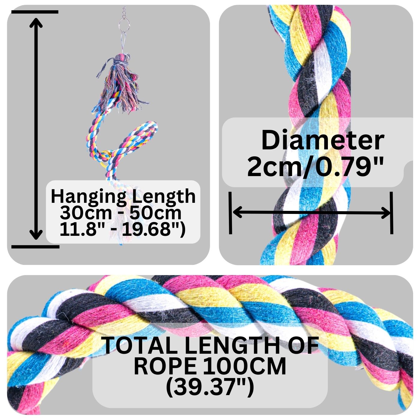 Soft Cotton Boing Perch for Parrots