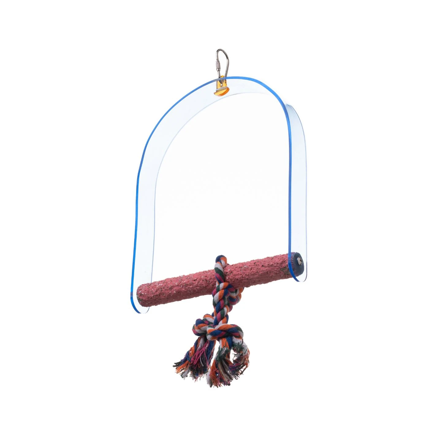 Blue and Pink Sanded Nail Trimming Arch Swing Parrot Perch for Bird Cages