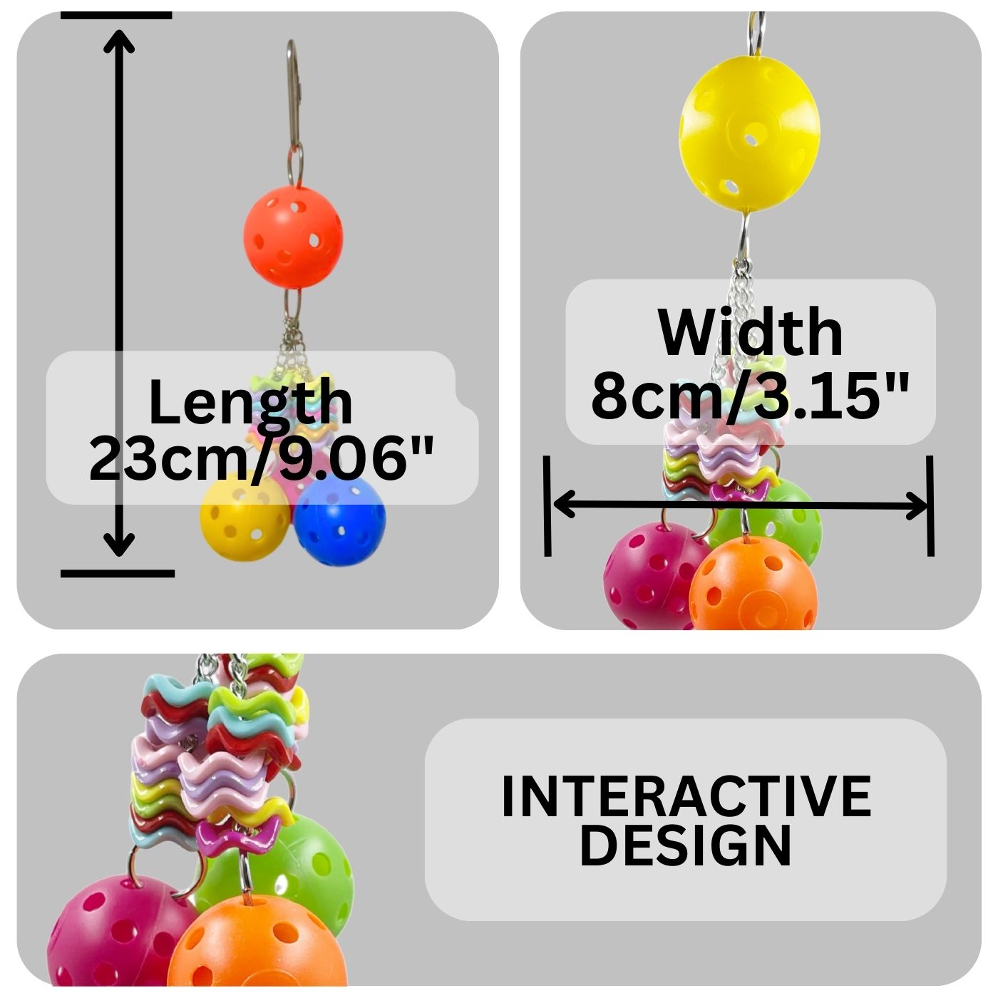 Jingleberries Interactive Parrot Toy Dimensions