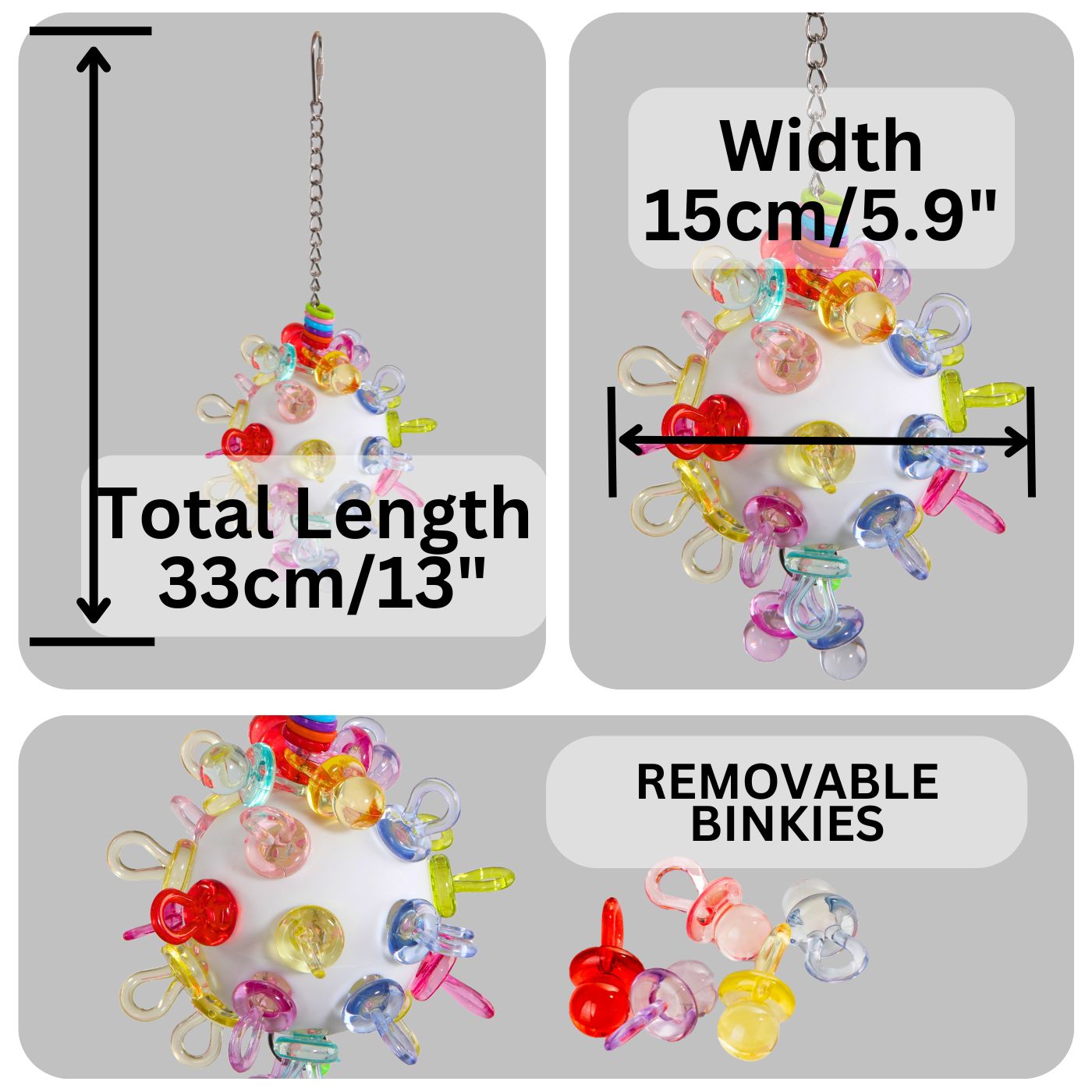 Large Parrot Foraging Toy with Removable Binkies