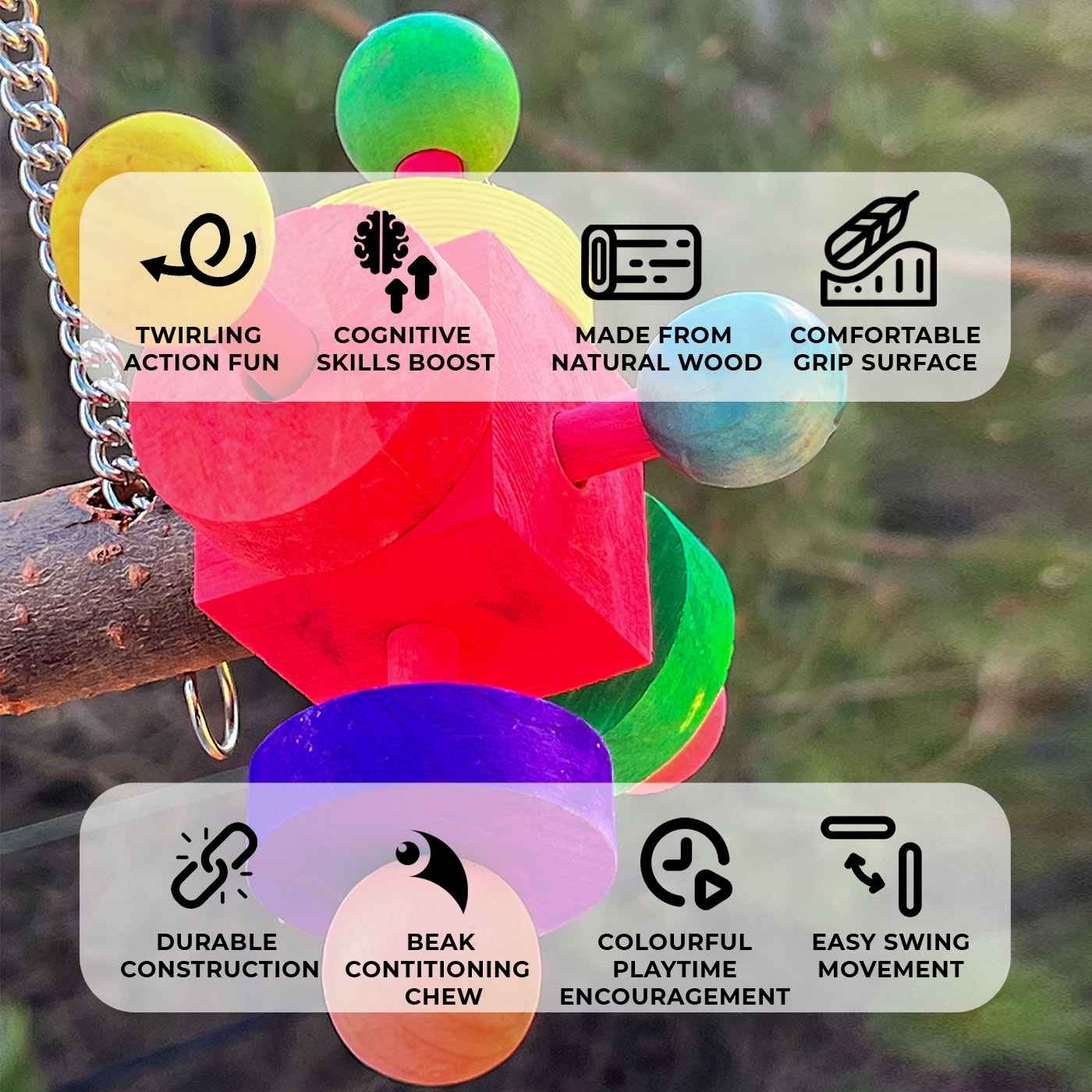 Natural Wooden Activity Swing & Perch