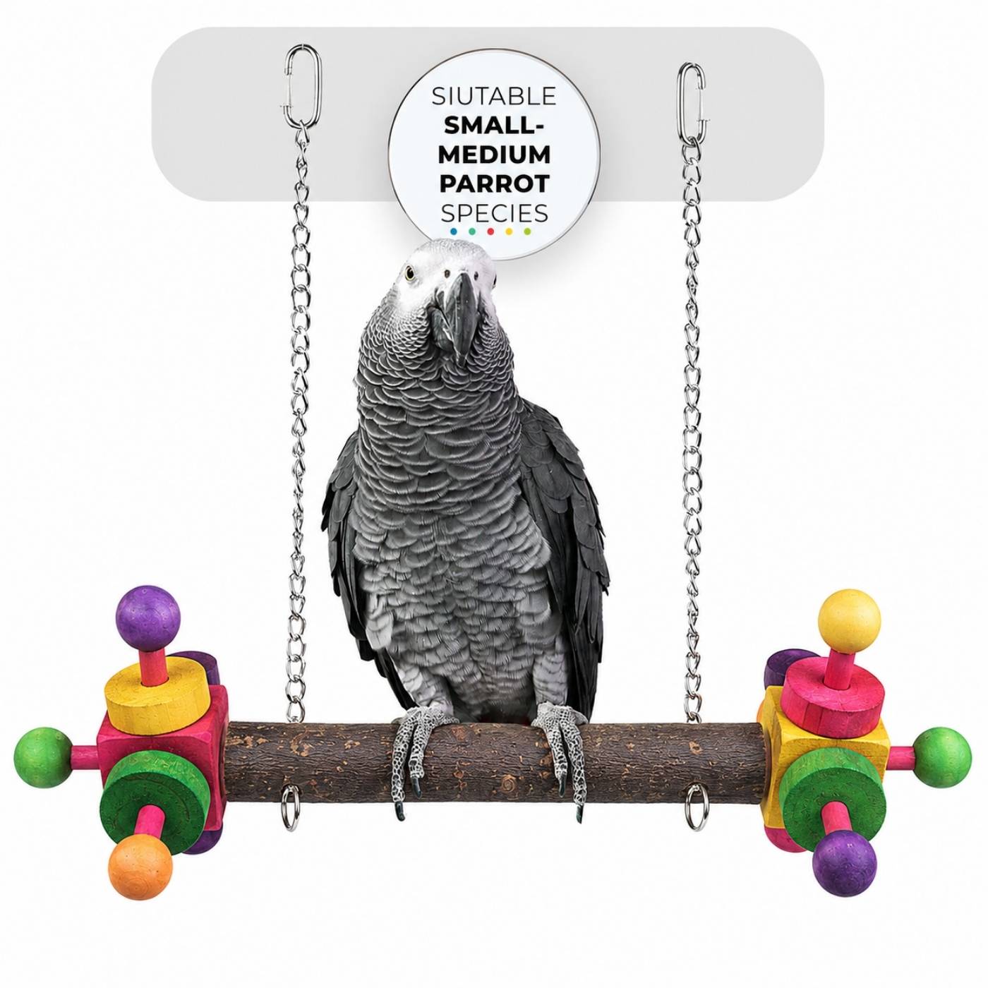 Double Wooden Twirler Swing Perch for Parrots