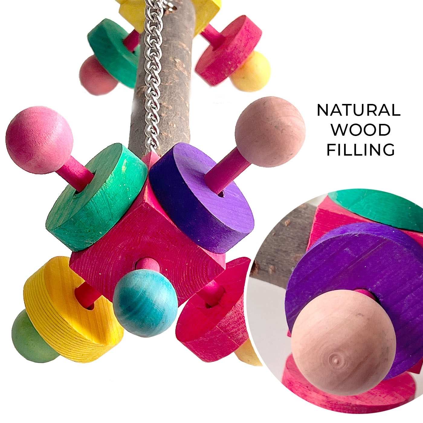 Interactive Wooden Swing Perch for Birds