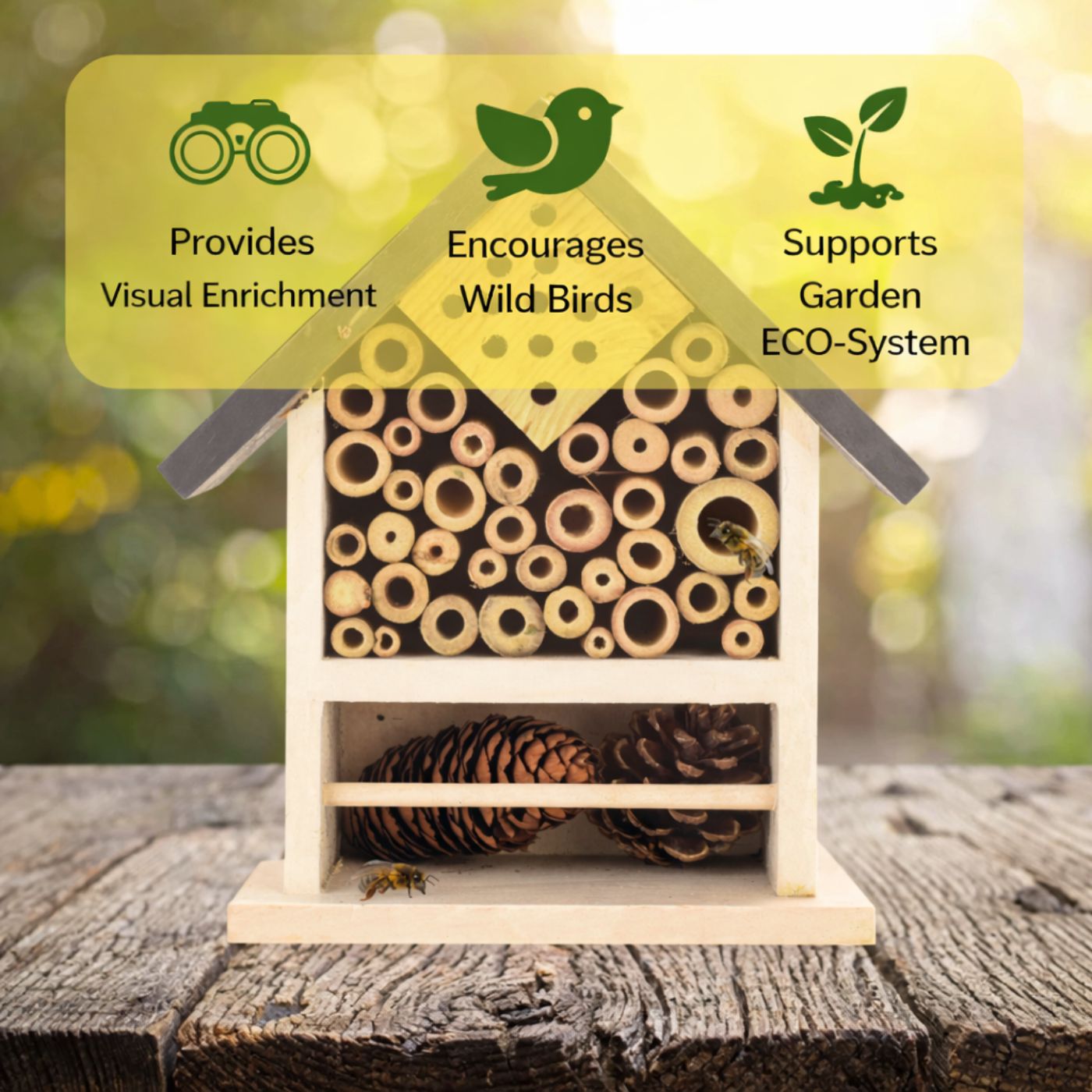 Wooden Bug Hotel for Wildlife Support
