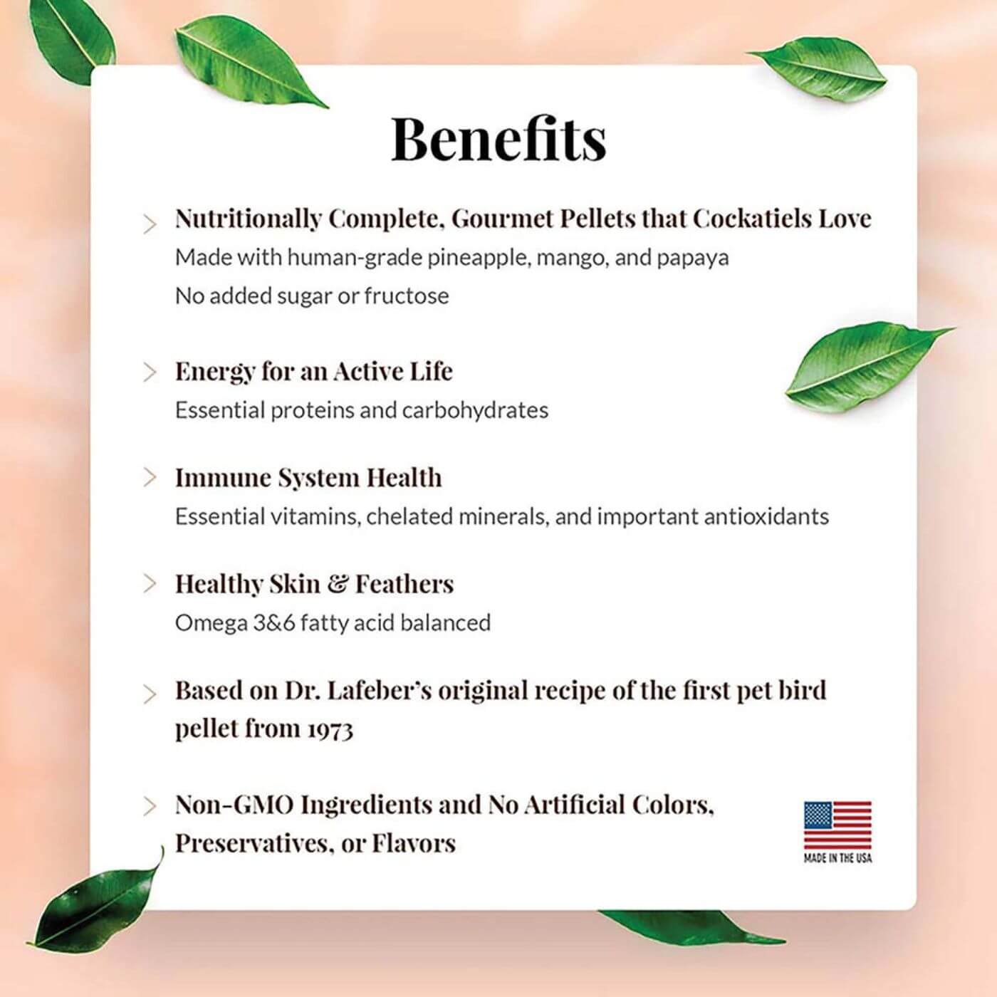 Lafeber Gourmet Pellets - Benefits