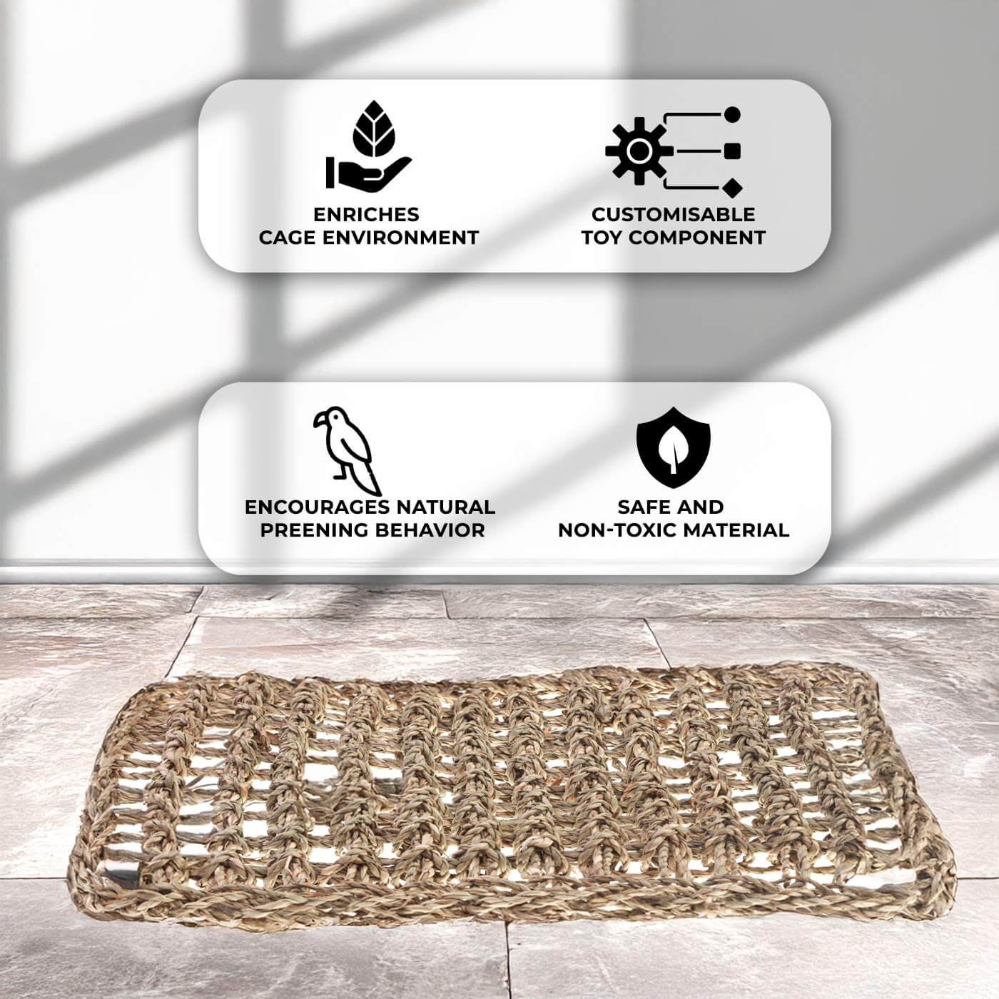 Benefits of the Seagrass Mat Parrot Toy Making Part - Large