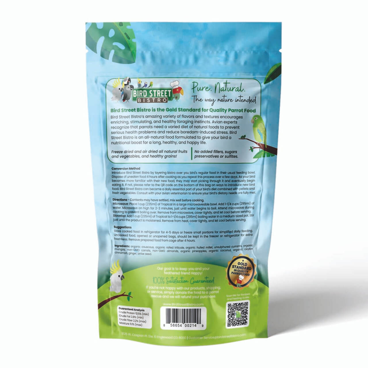 Bird Street Bistro Tropical Parrot Food Full Ingredients Label