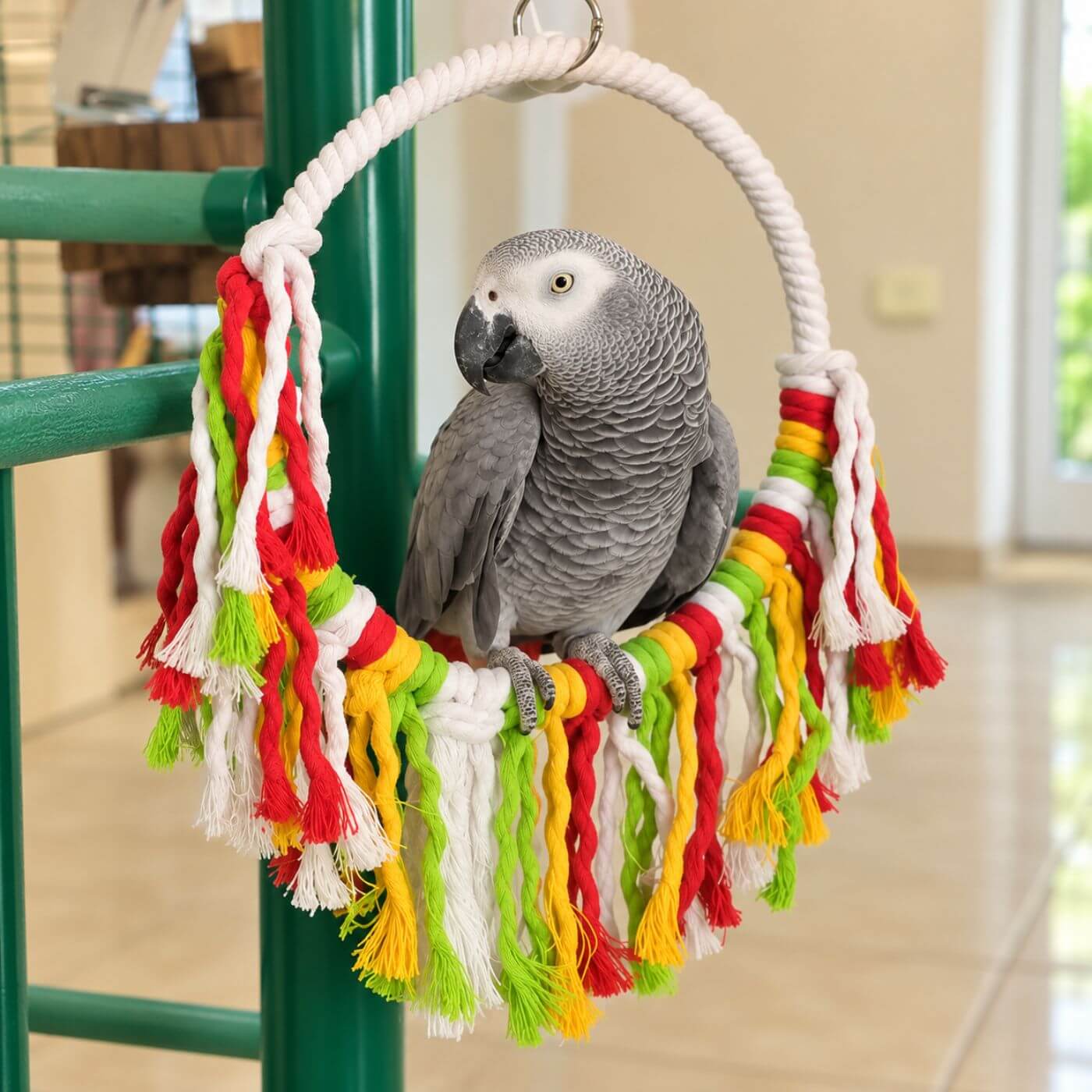 Colourful Cotton Parrot Swing Toy
