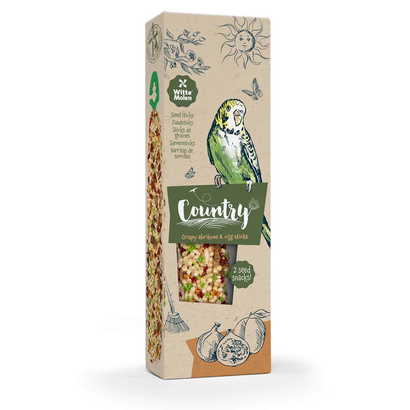 Country Budgie Seed Sticks Budgie Treat - Apricot & Fig
