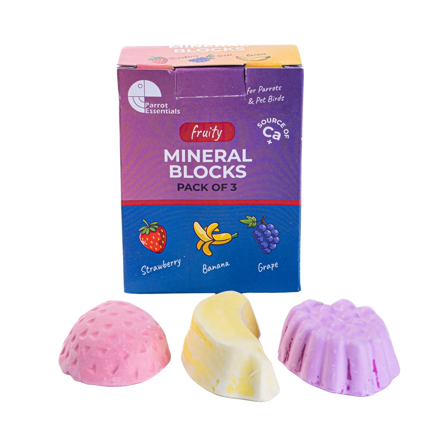 Parrot Essentials Fruity Mineral Blocks for Parrots & Pet Birds - Pack of 3