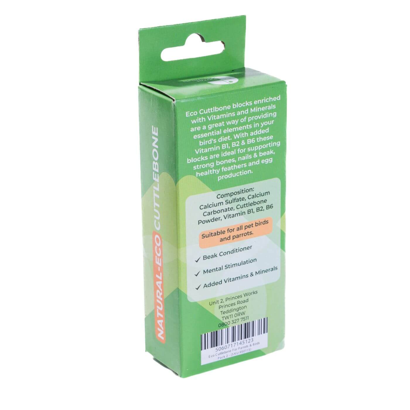 Eco Cuttlebone For Parrots & Birds Back Label
