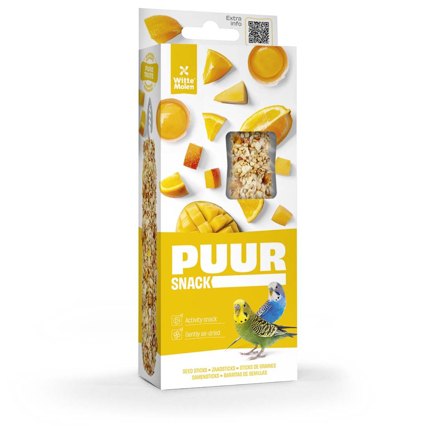 PUUR Twin Pack Budgie Treat Sticks Papaya & Orange - 60g
