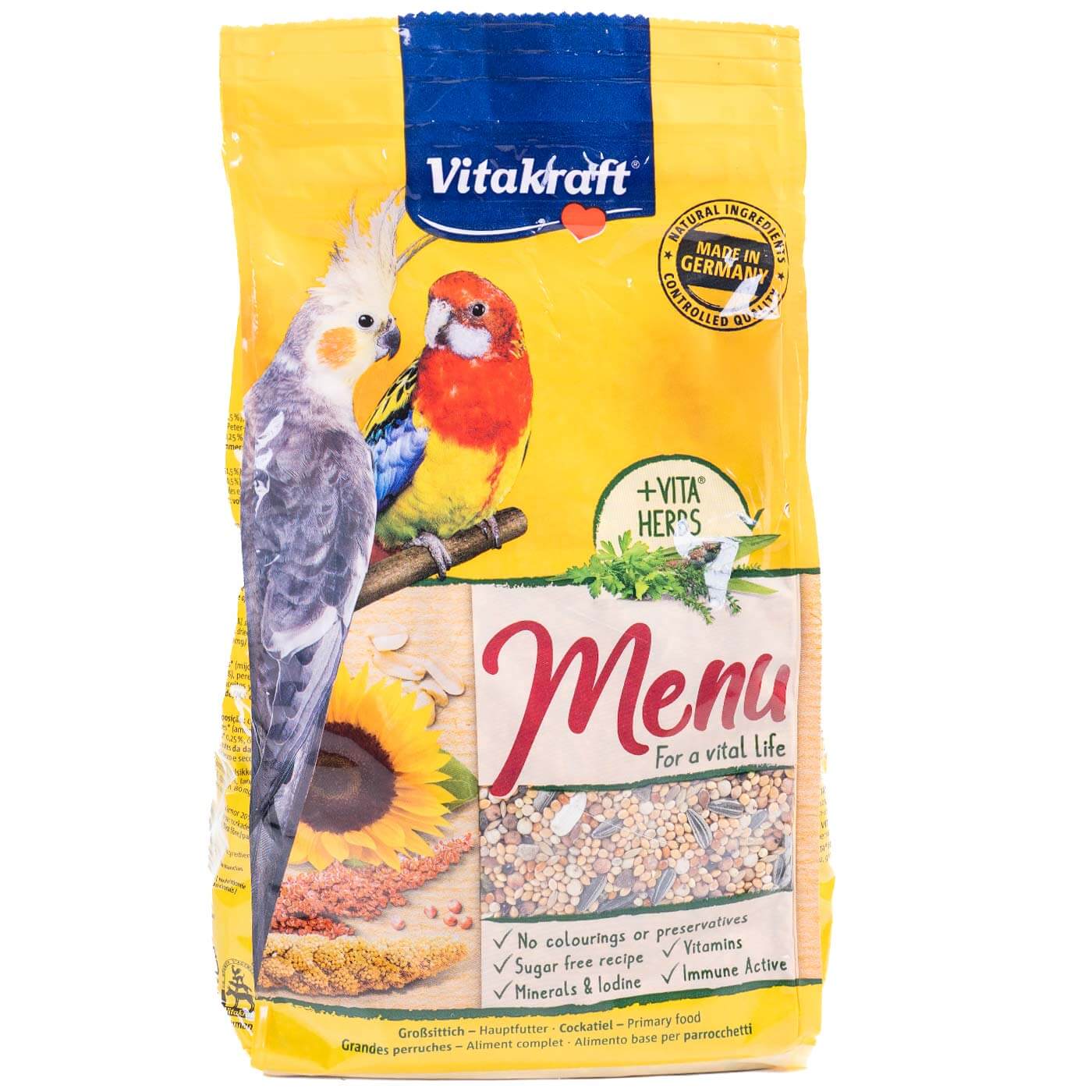 Vitakraft Menu Premium Cockatiel Seed Food with Vita Herbs 1Kg