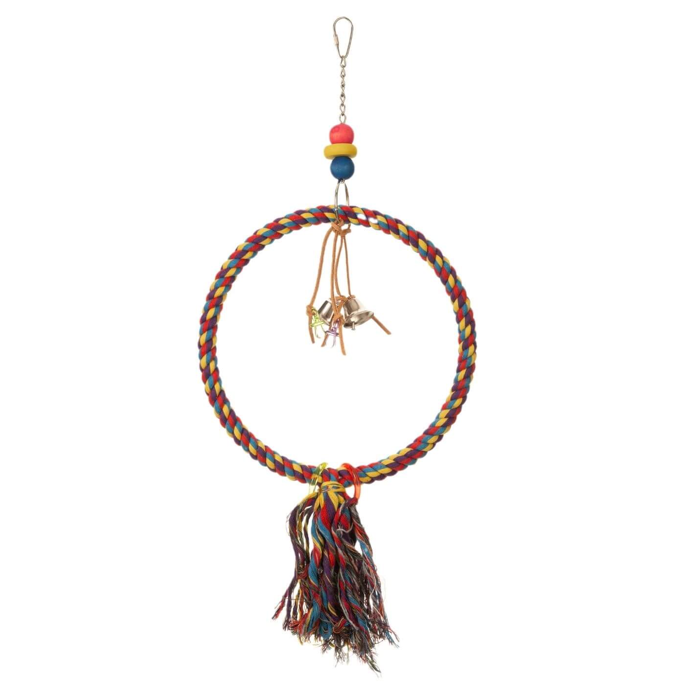 Colourful Cotton Ring Parrot Toy & Swing - Small