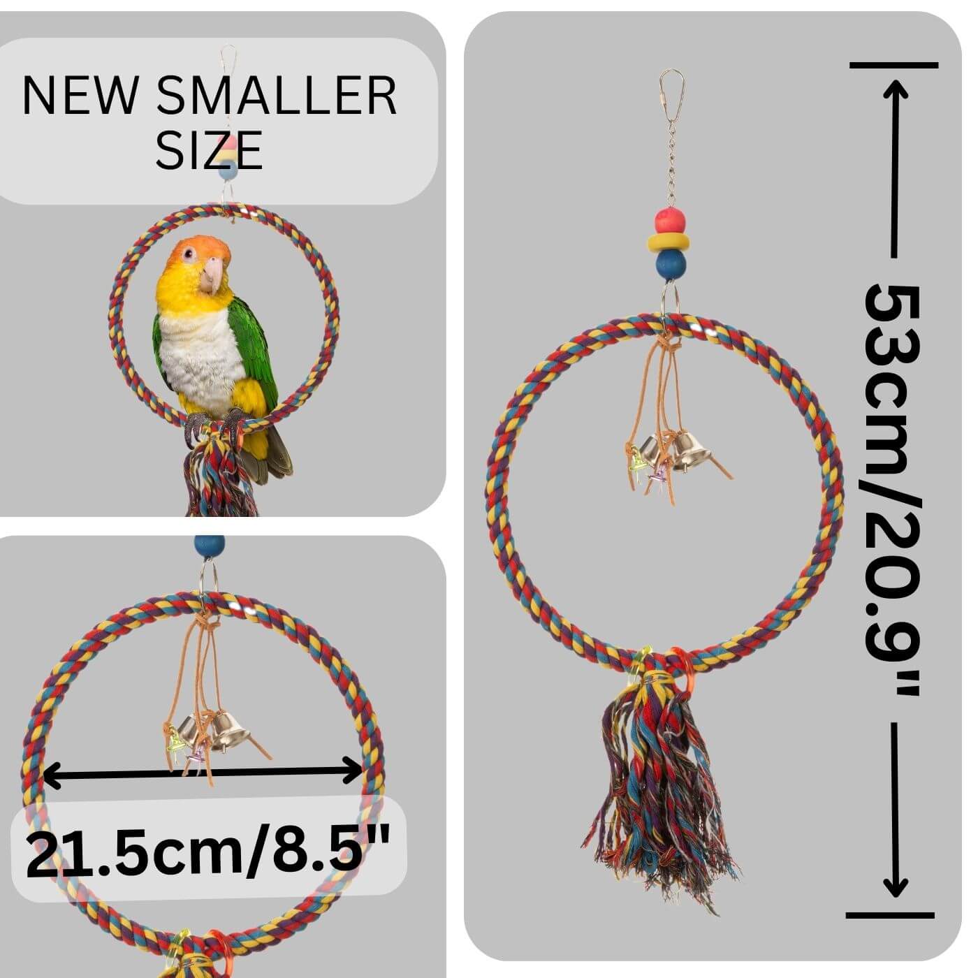 Colourful Cotton Ring Parrot Toy Dimensions New Size