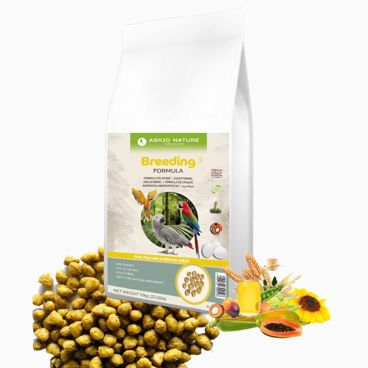 Askio Nature Parrot Breeding 3 Food Formula for Macaws & African Greys - 10Kg