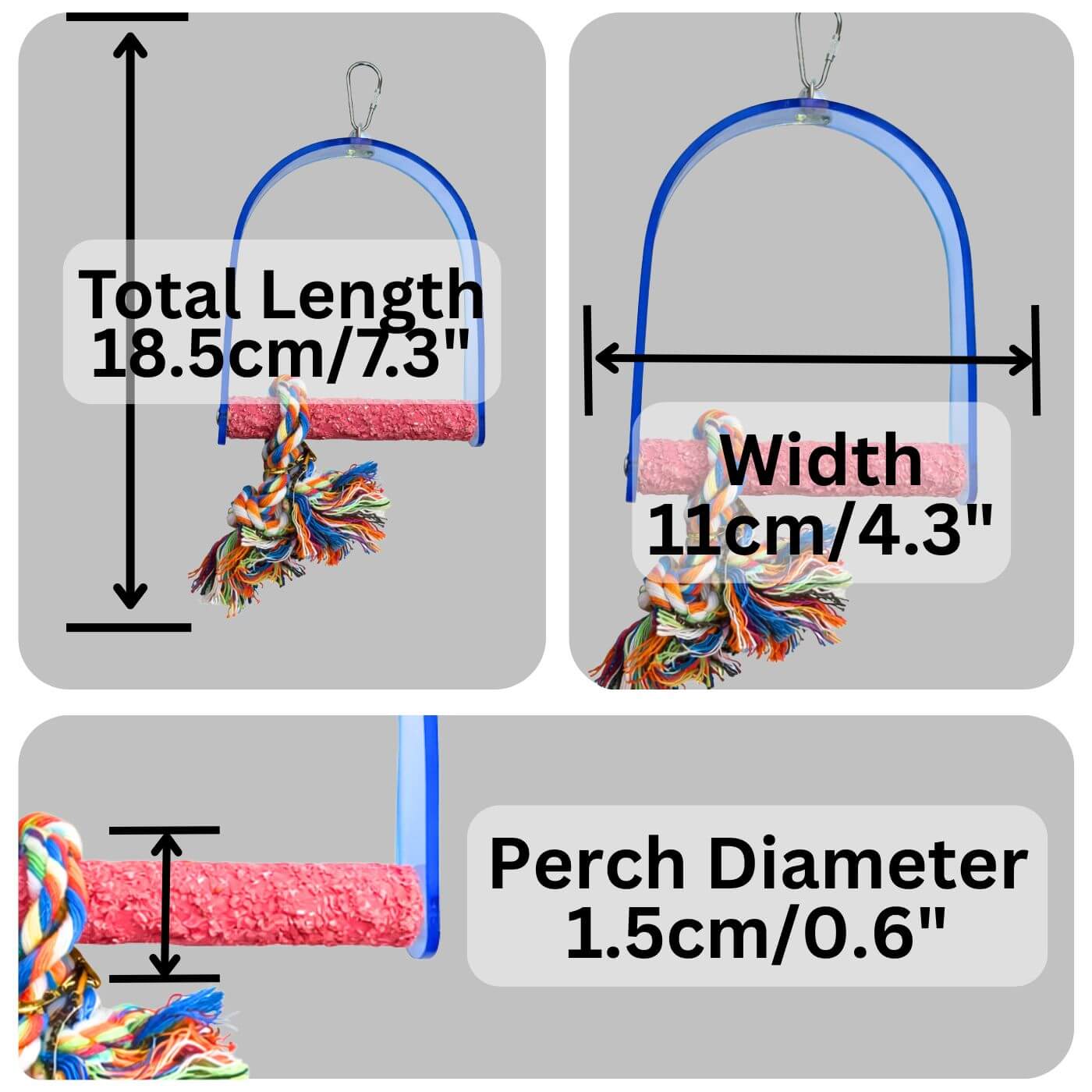 Sanded Nail Trimming Arch Parrot Perch Dimensions