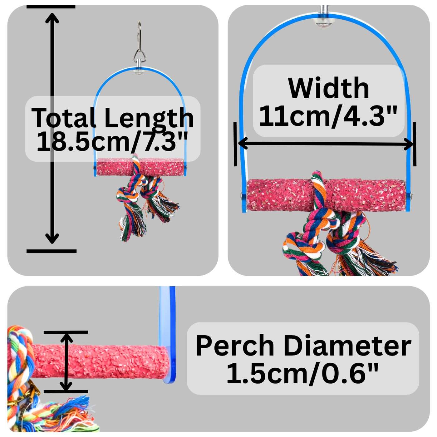 Sanded Nail Trimming Arch Parrot Perch Dimensions