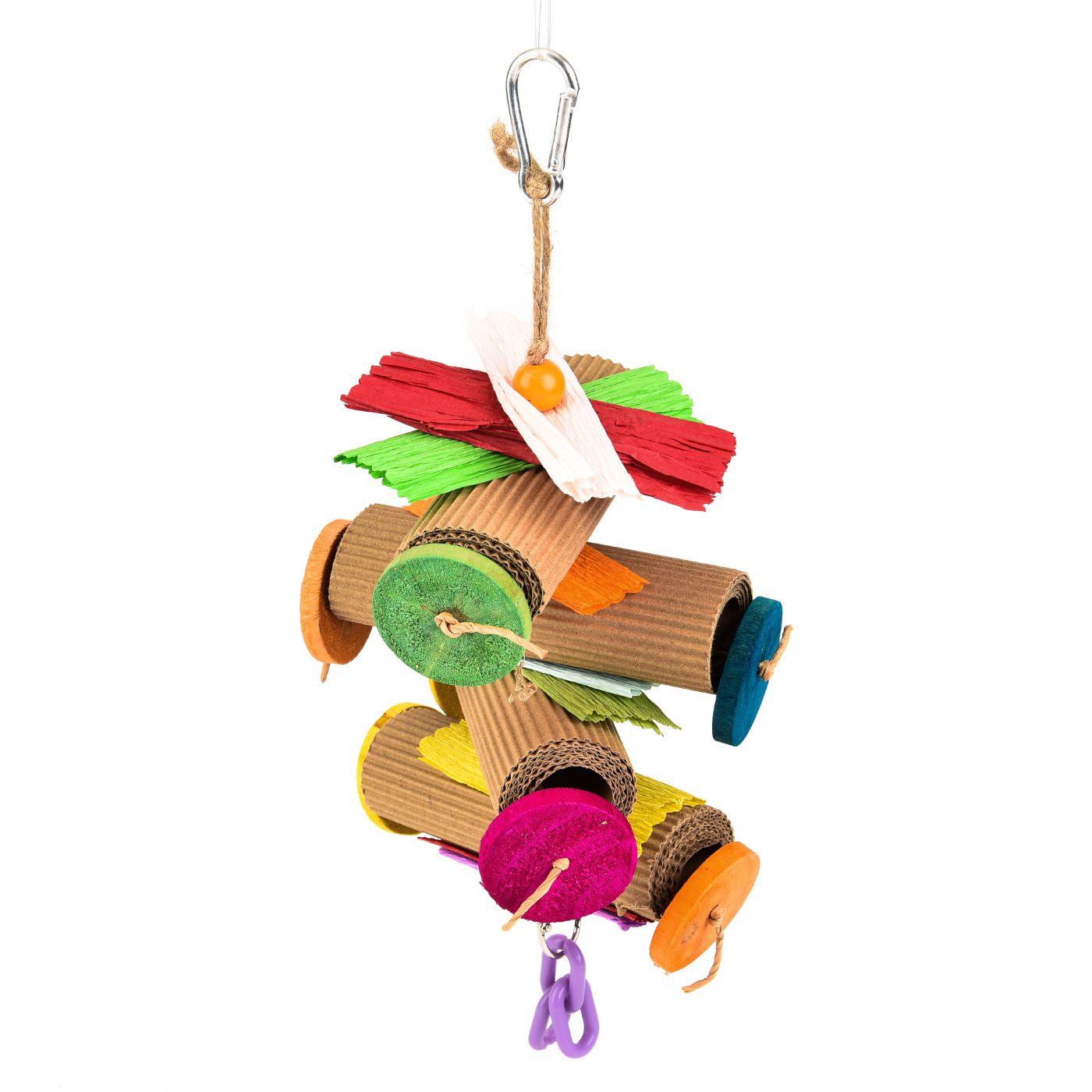 Colourful Hanging Chew Station Natural Shreddable Cardboard Toy