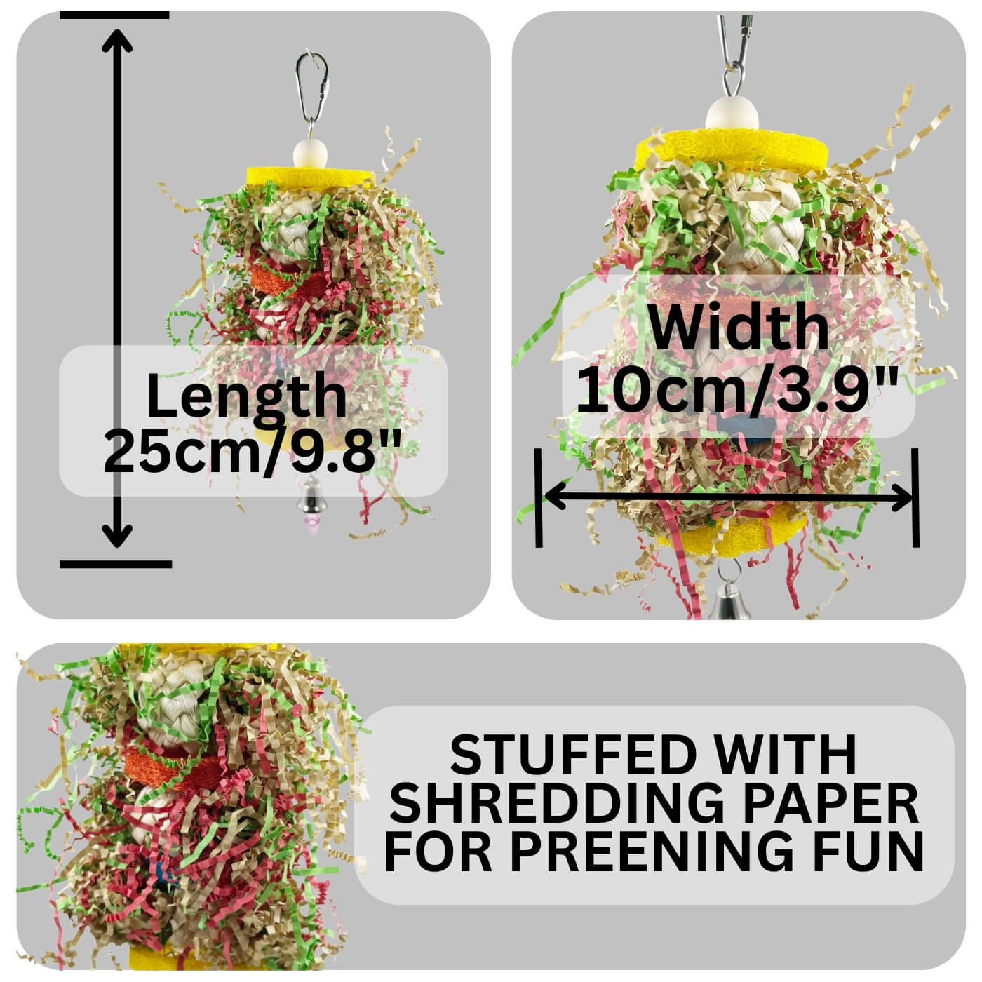 Forest Feast Loofah Tower Foraging Bird Toy Dimensions