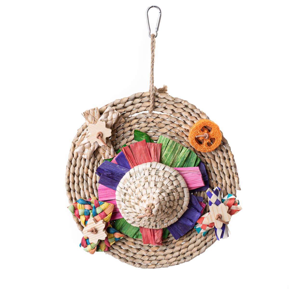 Natural Seagrass Shredding Wheel Parrot Toy