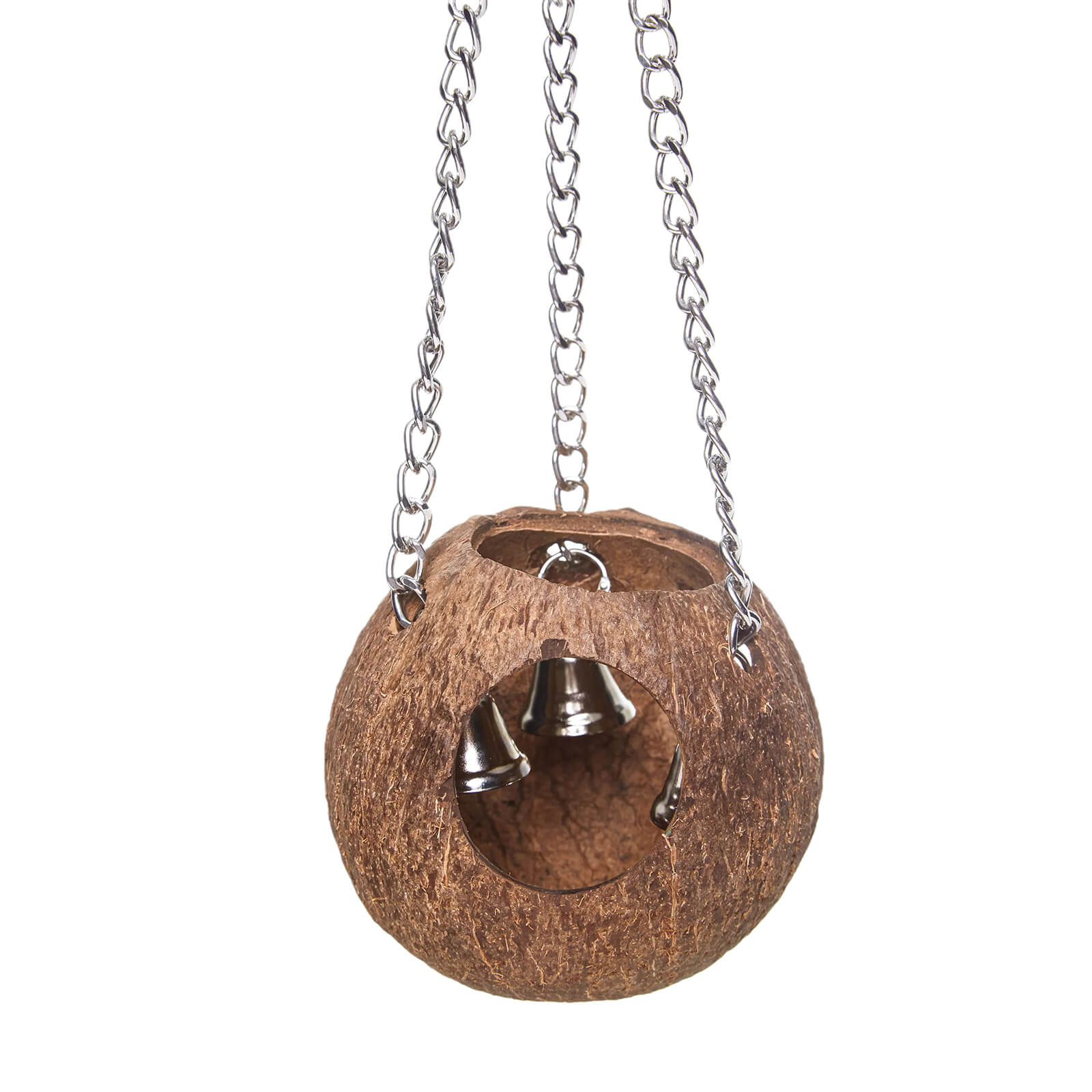 Coconut Fun Ball Foraging Wood Parrot Toy with Bells