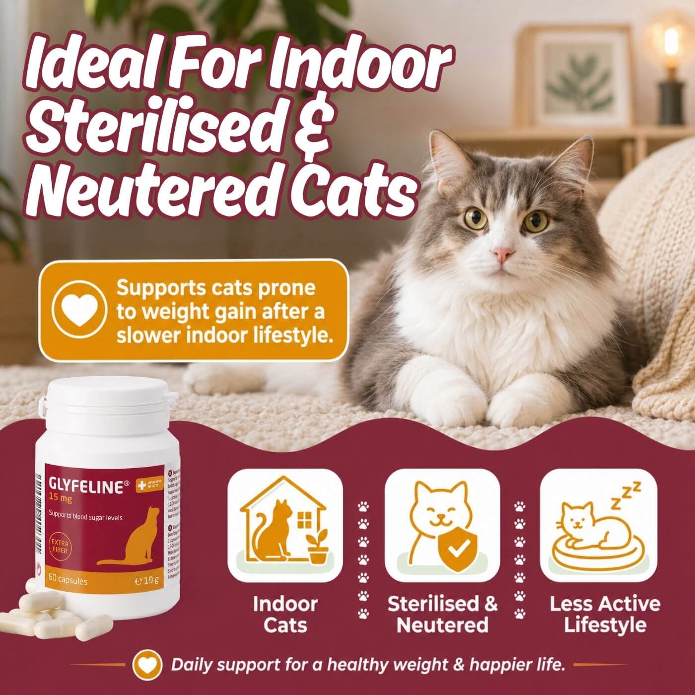 Glyfeline High-Fibre Cat Slimming Support Supplement - 30 Days
