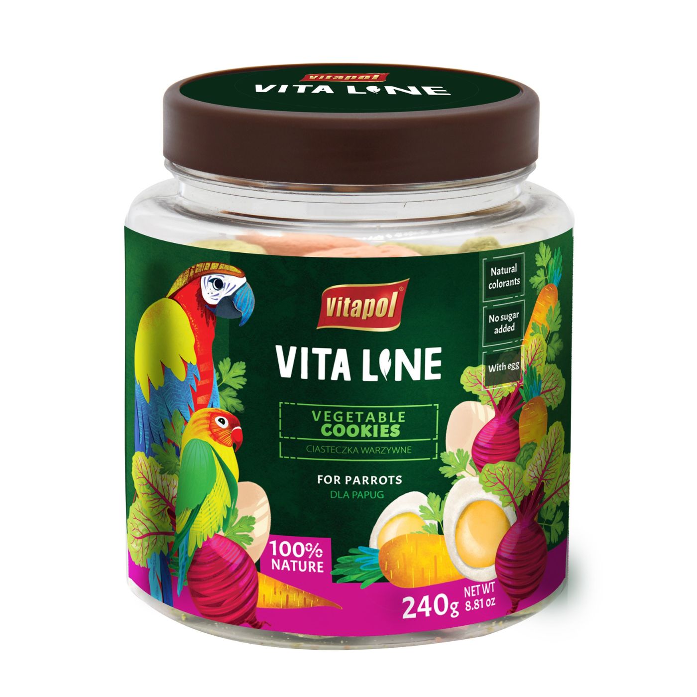 Vitapol Vita Line Vegetable Cookies Parrot & Bird Treat Jar - 240g
