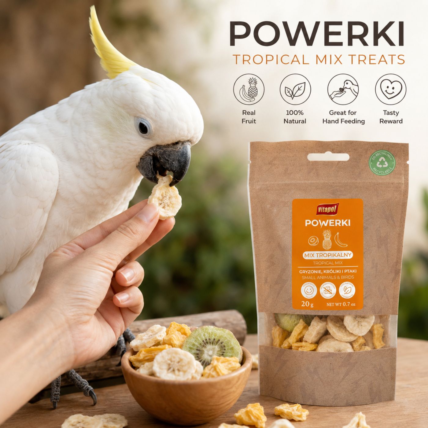 Vitapol Freeze-Dried Tropical Fruit Treats For Parrots - 20g