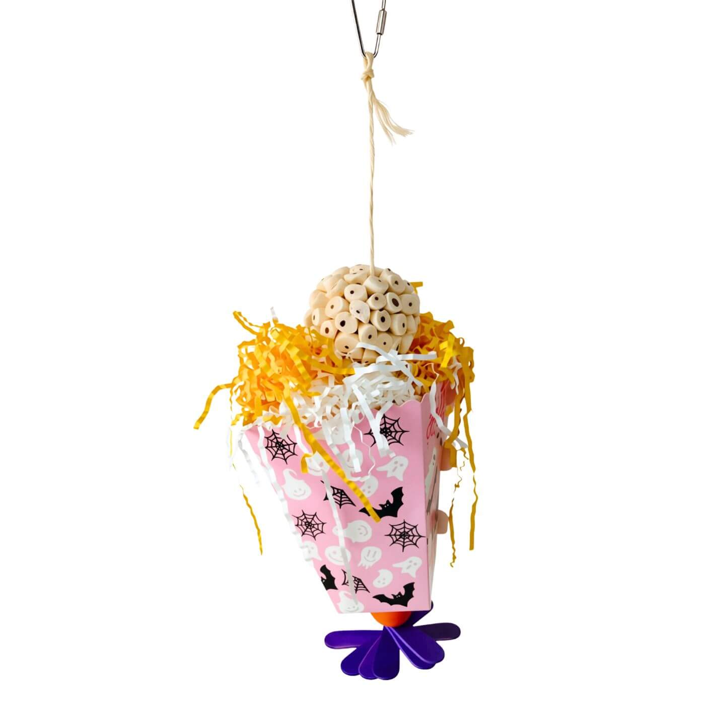 Halloween Popcorn Bucket Hanging & Shredding Parrot & Bird Toy