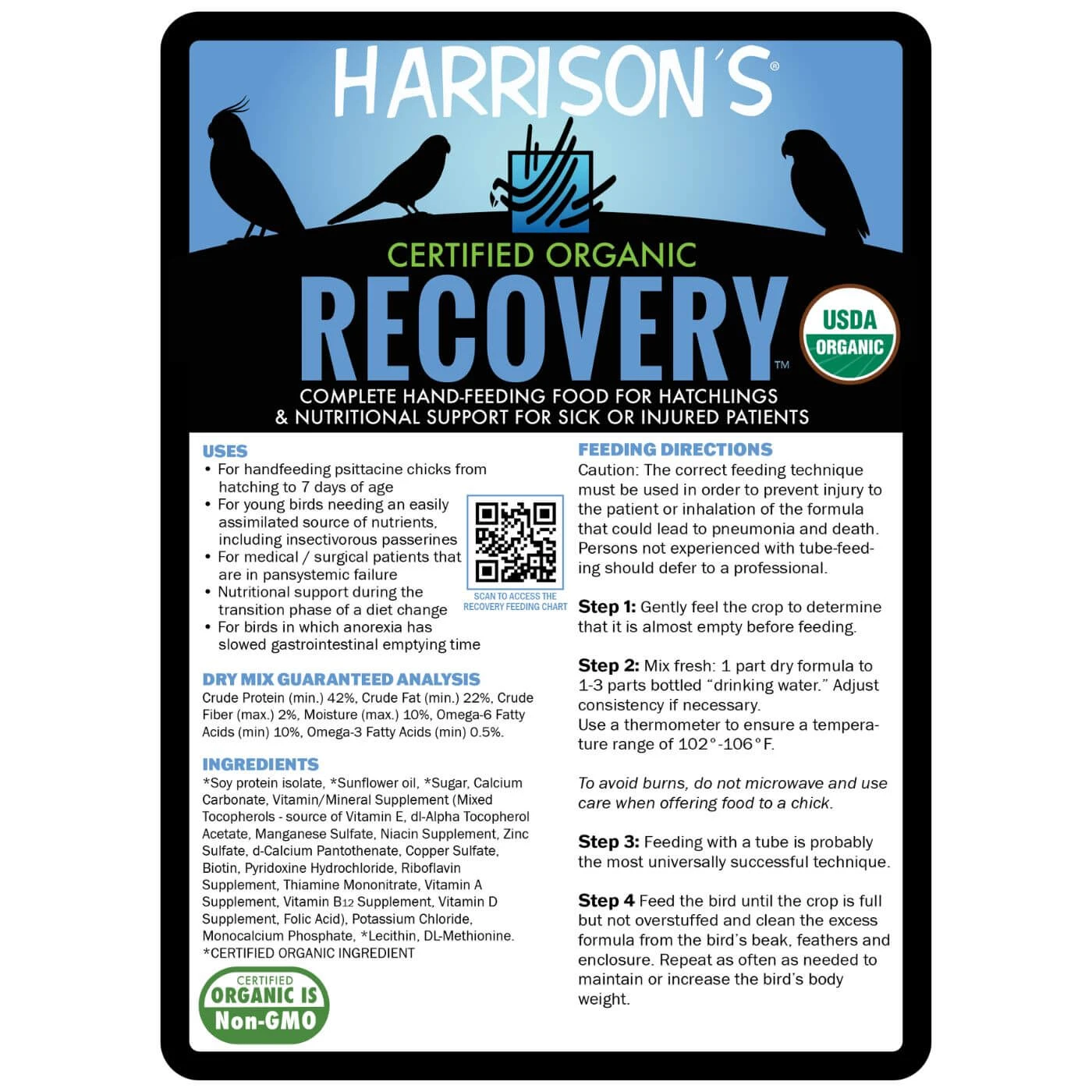 Harrison's Recovery Organic Bird Food & Hand-Feeding Formula