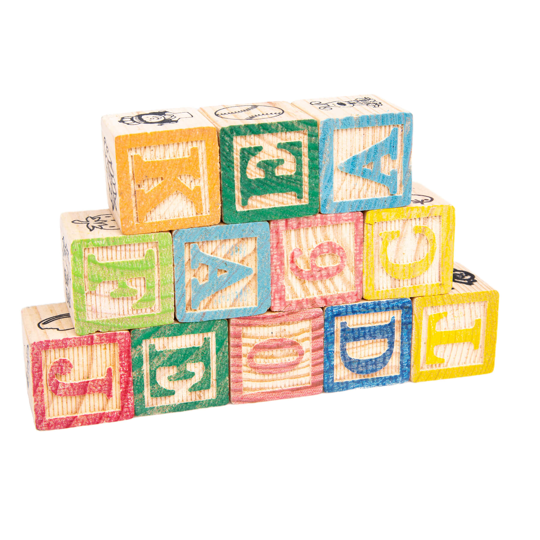 Wooden ABC Blocks - Large - Parrot & Parakeet Toy Parts - 12 Pack