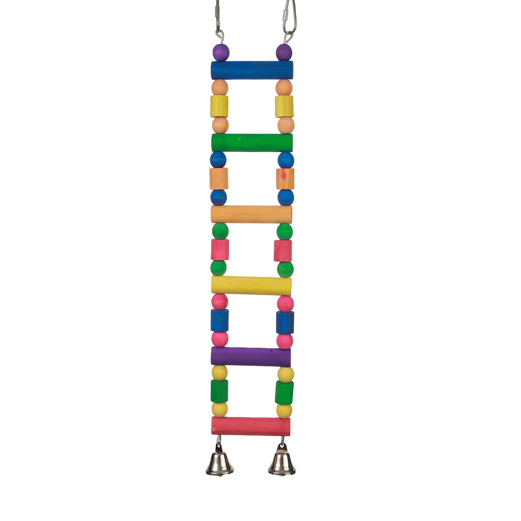 Colourful Wooden Bird Ladder Parrot Toy with Bells