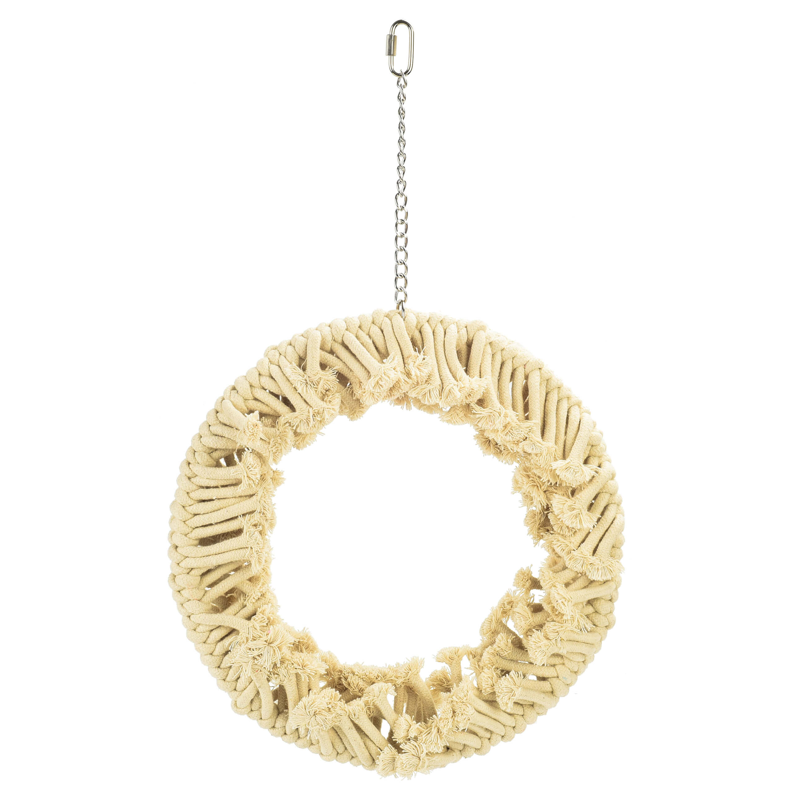Perch and Swing Fluffy Cotton Ring Parrot Toy - Giant