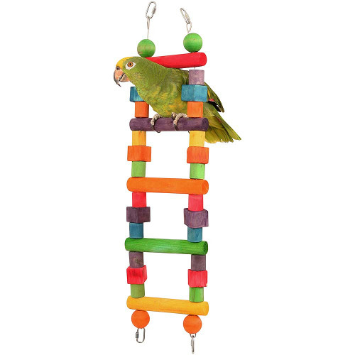 Rainbow Wooden Parrot Ladder Toy Small