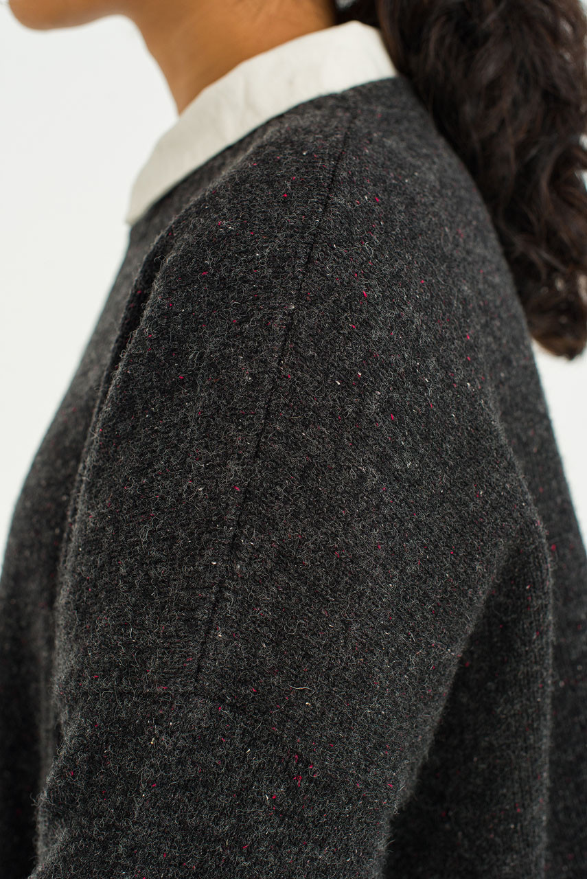 Boucle Round Neck Jumper, Charcoal