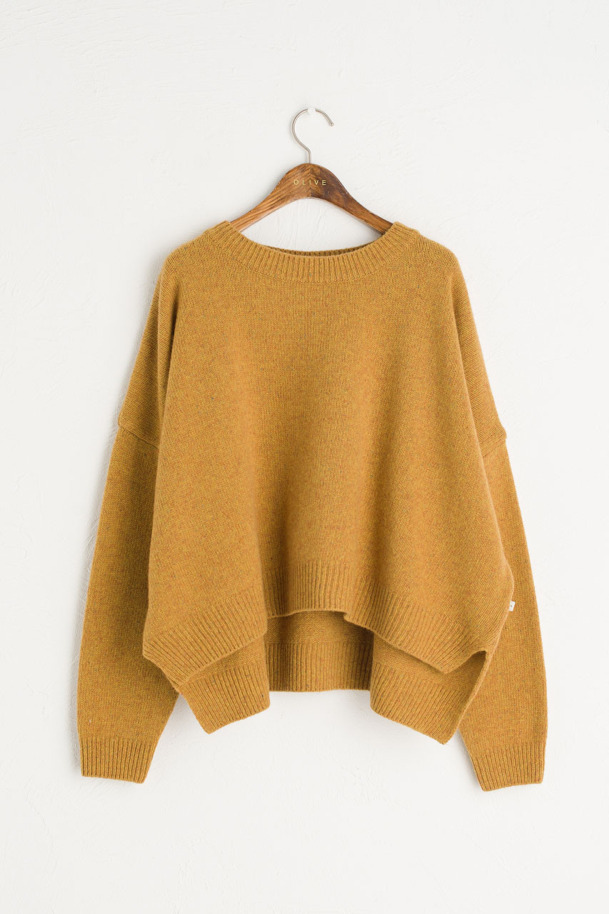 Boucle Round Neck Jumper, Mustard