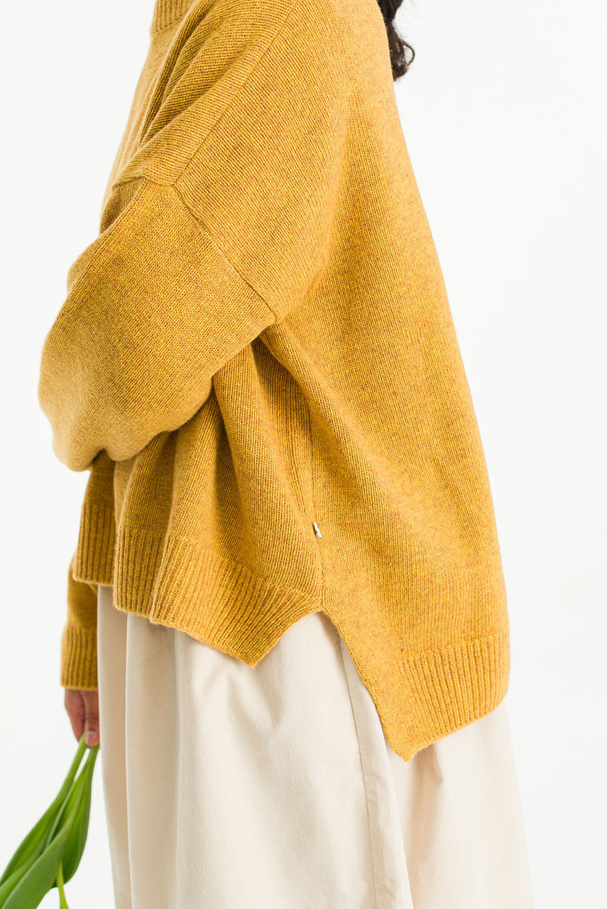 Boucle Round Neck Jumper, Mustard