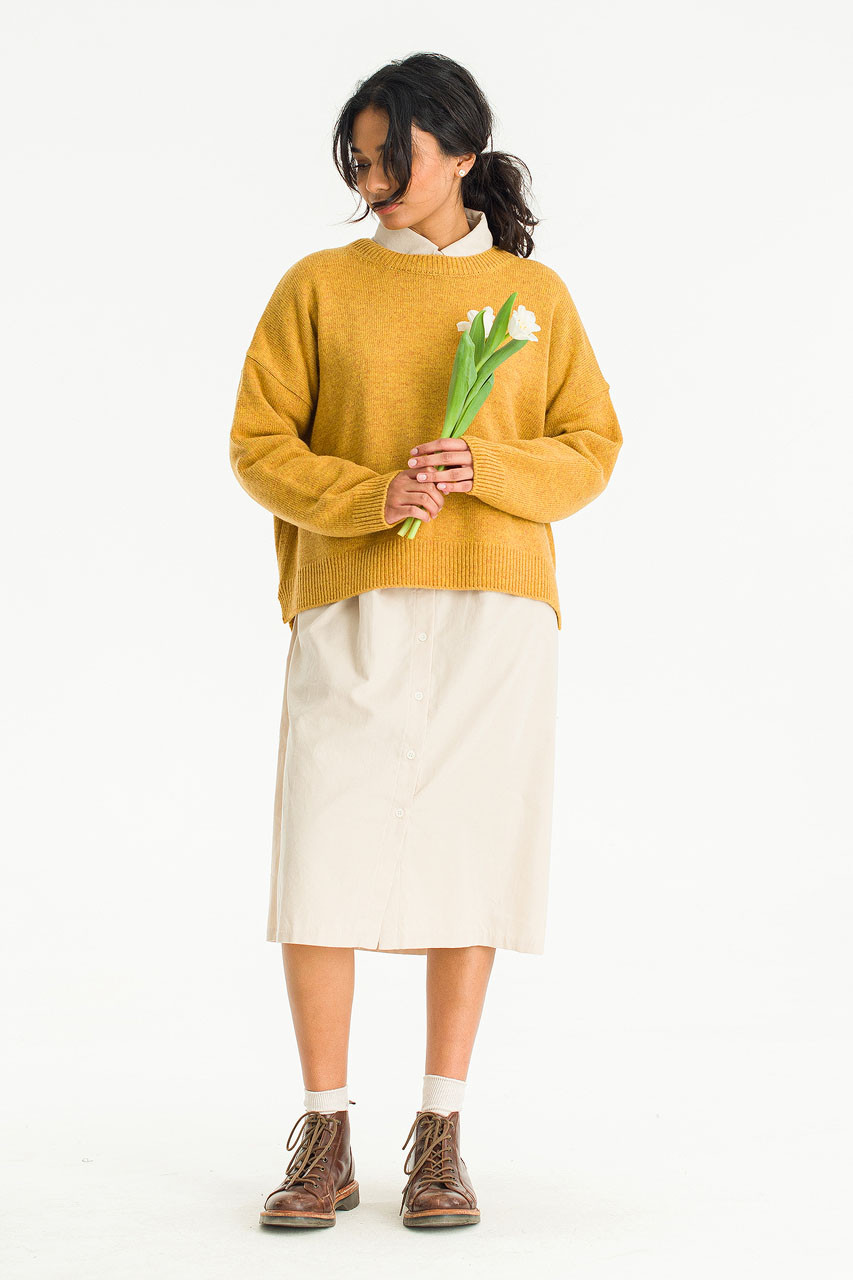 Boucle Round Neck Jumper, Mustard