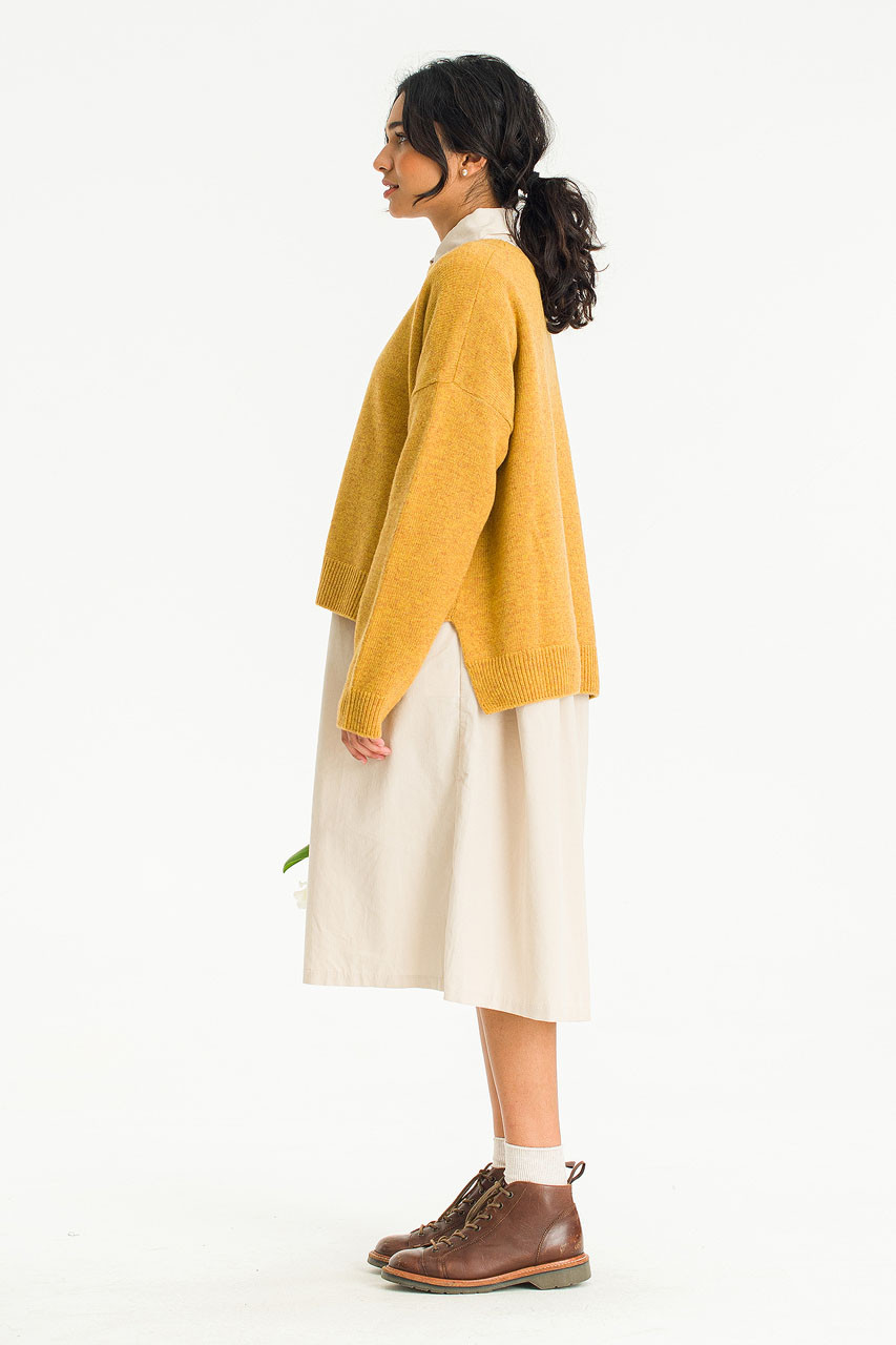Boucle Round Neck Jumper, Mustard