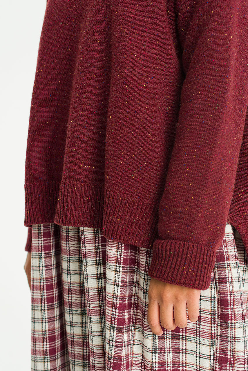 Boucle Round Neck Jumper, Wine