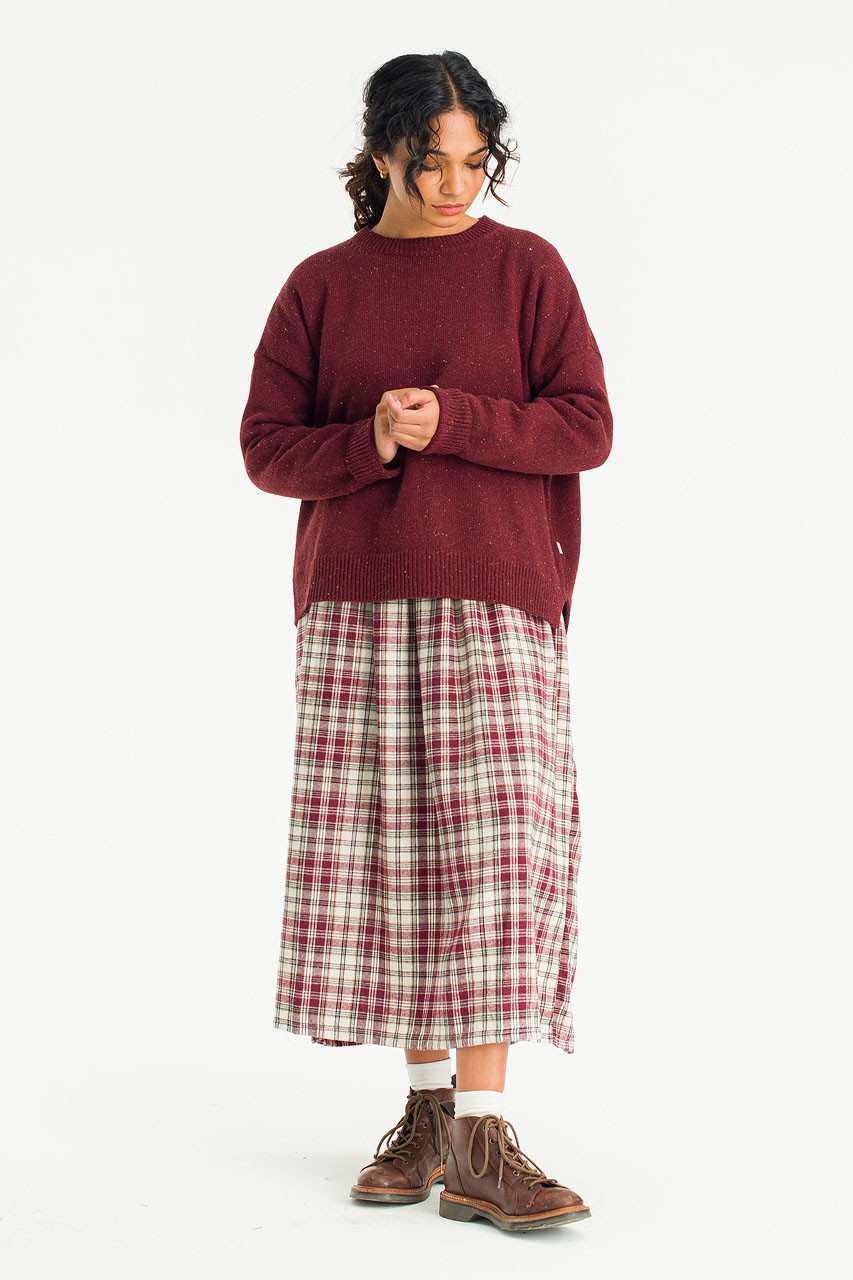 Boucle Round Neck Jumper, Wine