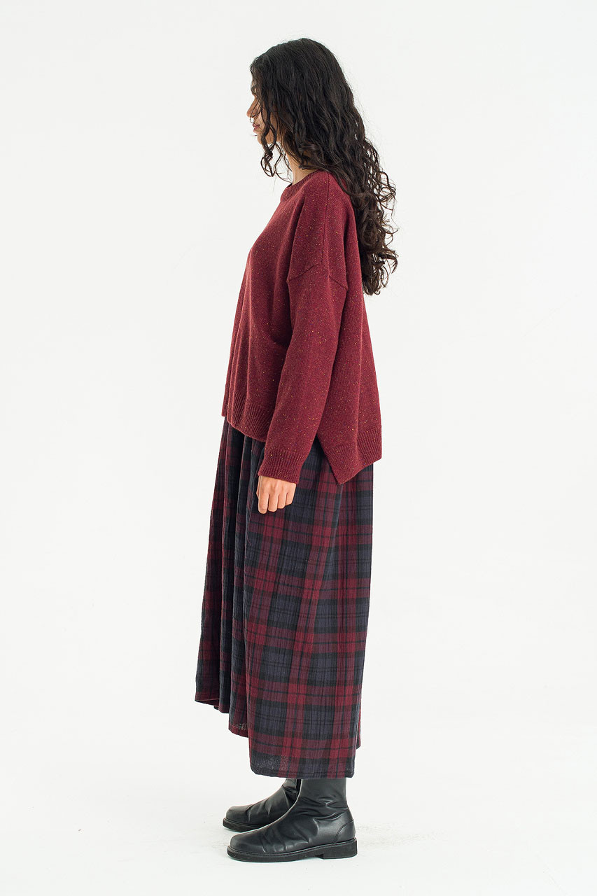Boucle Round Neck Jumper, Wine