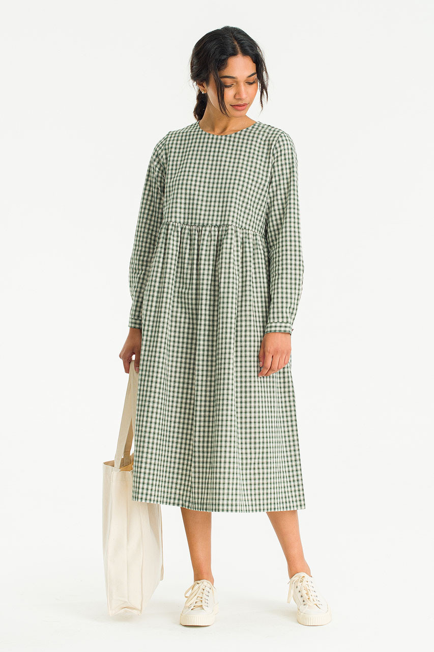 Sophie Low Collar Check Dress, Green