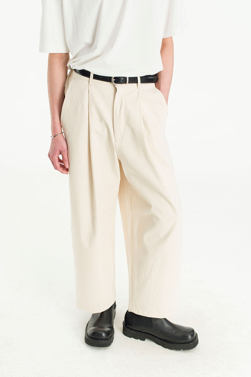 【U LAN】Moko Stud Balloon Wide Cotton Pants Menswear | Balloon Canvas Pants, Ivory