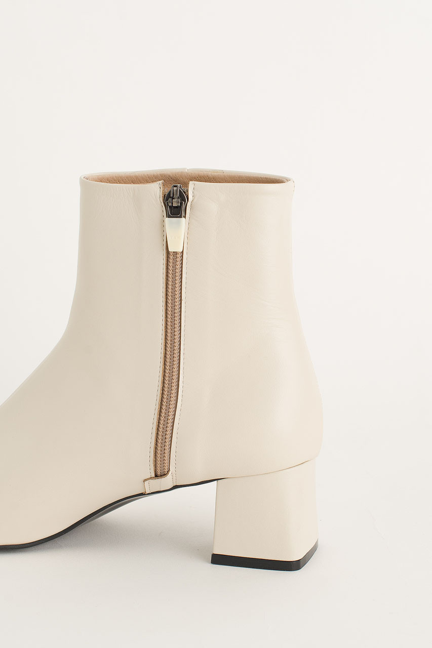 Mid Heel Ankle Boots, Ivory