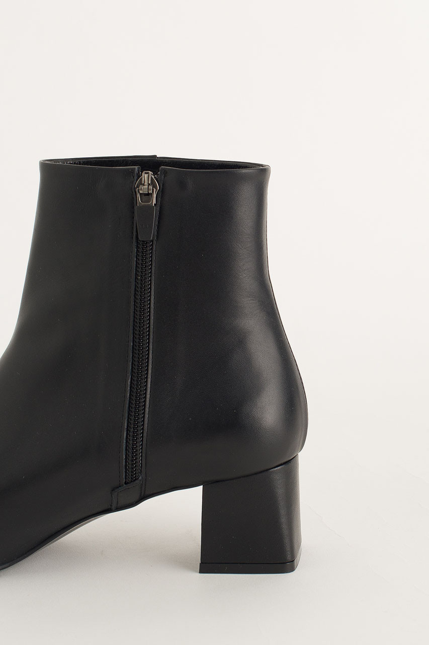 black mid heel ankle boot