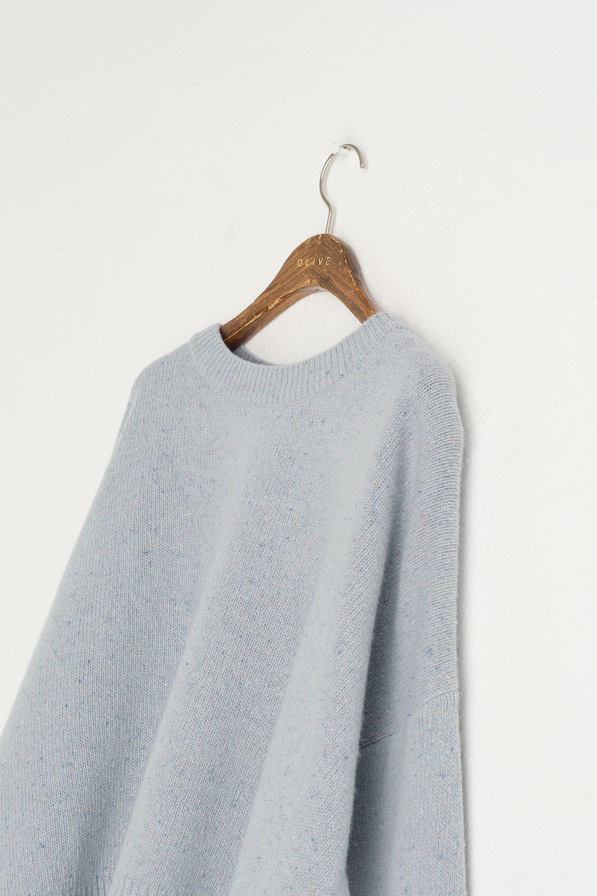 Boucle Round Neck Jumper, Light Blue