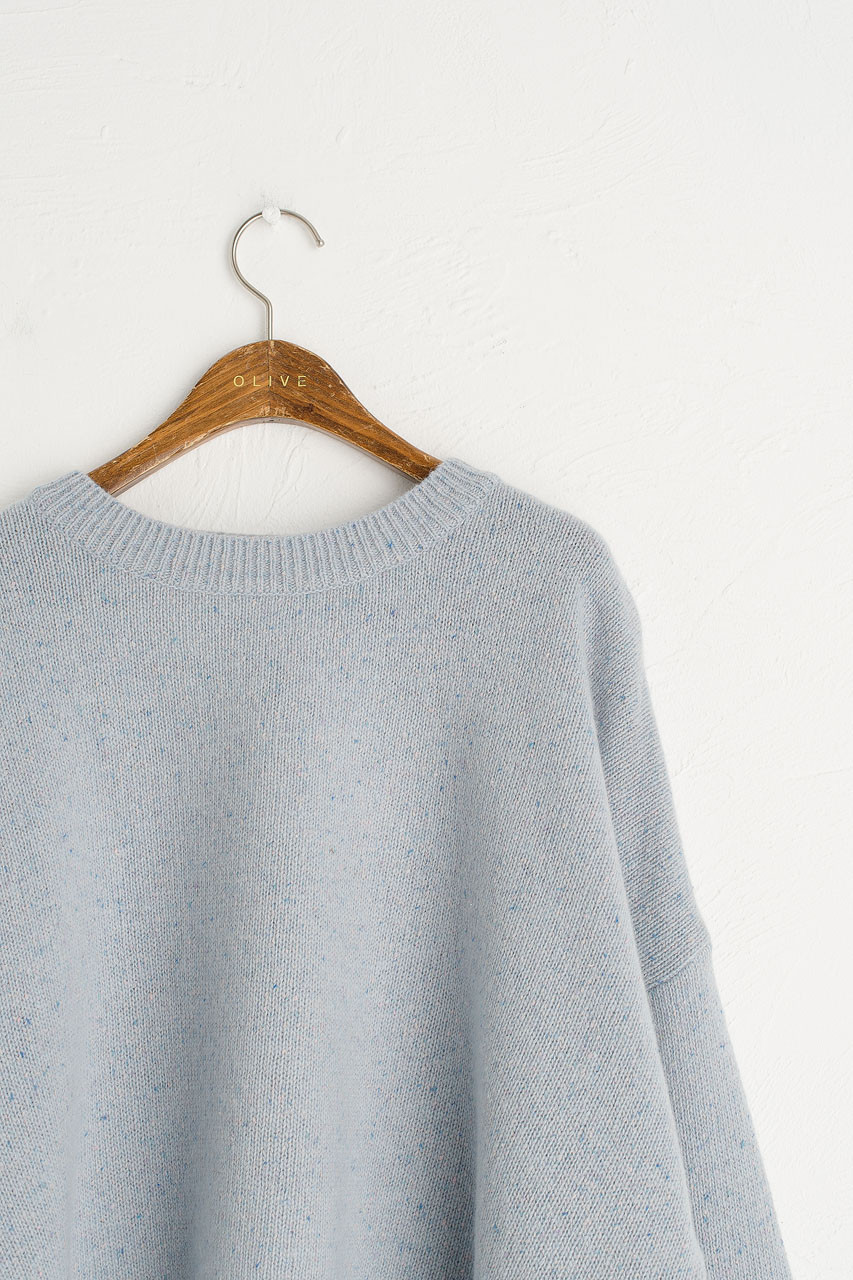 Boucle Round Neck Jumper, Light Blue