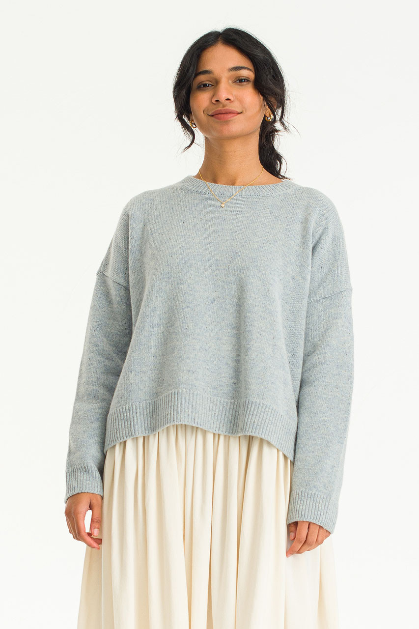 Boucle Round Neck Jumper, Light Blue